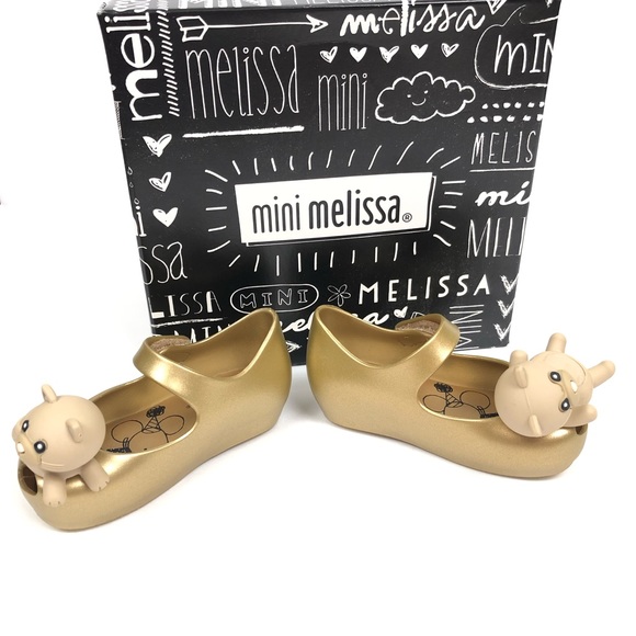 Mini Melissa Ultragirl Gold Ballet Flats Cat Shoes - Picture 4 of 8